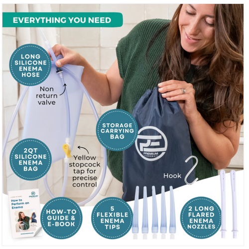 PE Clear Silicone Enema Bag Kit - 2 Quart