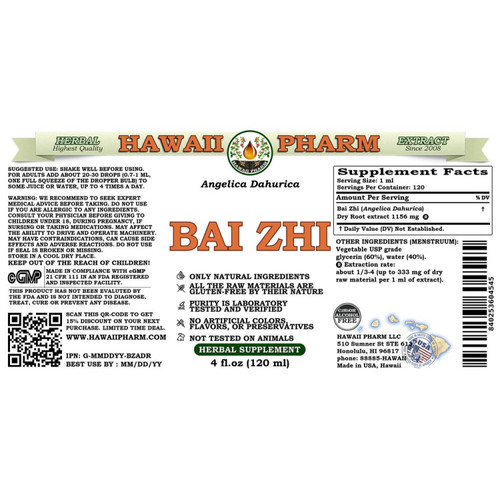 Bai Zhi (Angelica Dahurica) -  Hawaii Pharm 4 oz (120 ml) SPECIAL ORDER Bai Zhi (Angelica Dahurica) -  Hawaii Pharm 4 oz (120 ml) SPECIAL ORDER