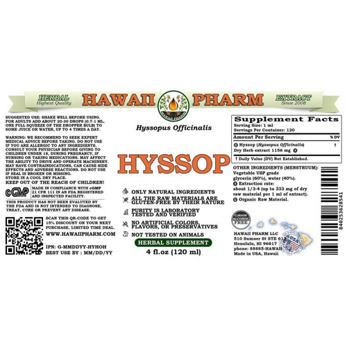 Hyssop - Hawaii Pharm 4 oz (120 ml) SPECIAL ORDER Hyssop - Hawaii Pharm 4 oz (120 ml) SPECIAL ORDER