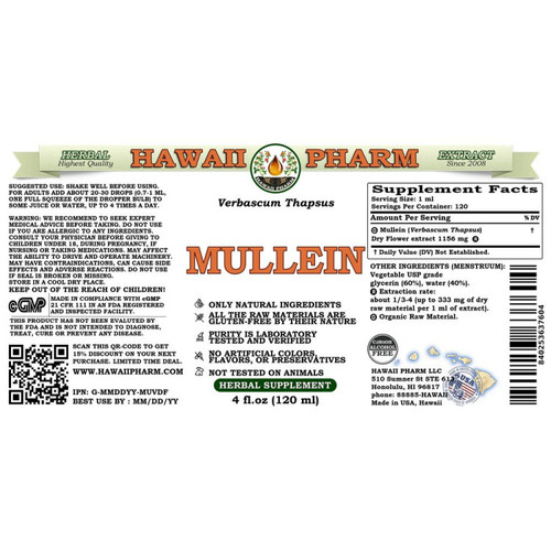 Mullein - Hawaii Pharm 4 oz (120 ml) SPECIAL ORDER Mullein - Hawaii Pharm 4 oz (120 ml) SPECIAL ORDER