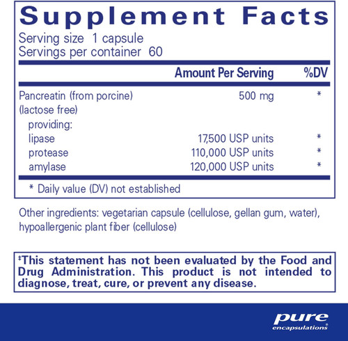 Pancreatic Enzyme Formula - Pure Encapsulations 60 caps SPECIAL ORDER Pancreatic Enzyme Formula - Pure Encapsulations 60 caps SPECIAL ORDER