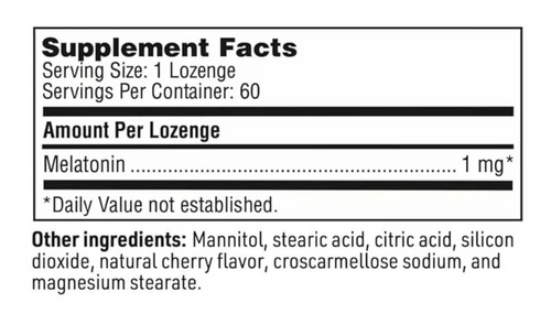 Melatonin - Klaire Labs 1 mg 60 Lozenges SPECIAL ORDER