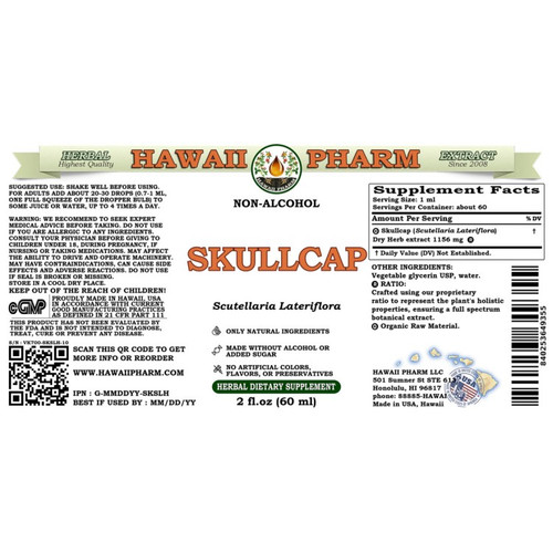 Skullcap(Scutellaria Lateriflora) - Hawaii Pharm 4 oz (120 ml) SPECIAL ORDER