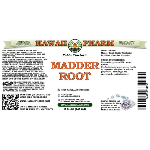 Madder Root (Rubia Tinctoria) - Hawaii Pharm 4 oz (120 ml) SPECIAL ORDER