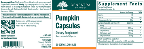Pumpkin oil - Genestra 90 caps SPECIAL ORDER