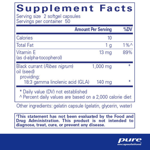 Black Currant Seed Oil - Pure Encapsulations 500 mg 100 softgels SPECIAL ORDER Black Currant Seed Oil - Pure Encapsulations 500 mg 100 softgels SPECIAL ORDER