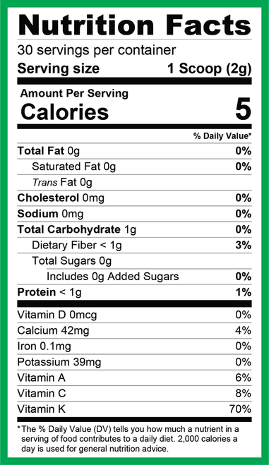 Organic Collard Greens Powder - Koyah 2.12 oz (60 g) SPECIAL ORDER