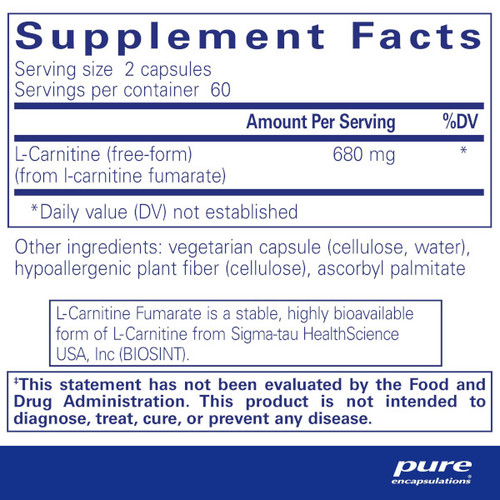 L-Carnitine Fumarate - Pure Encapsulations 120 caps L-Carnitine Fumarate - Pure Encapsulations 120 caps