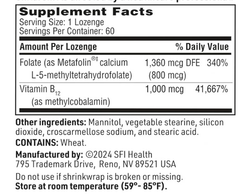 Active B12-Folate - Klaire Labs 1,000 mcg/800 mcg 60 tabs Active B12-Folate - Klaire Labs 1,000 mcg/800 mcg 60 tabs
