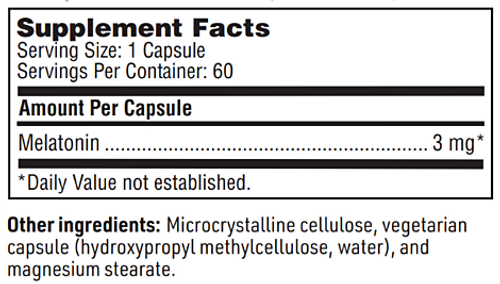 Melatonin - Klaire Labs 3 mg 60 caps