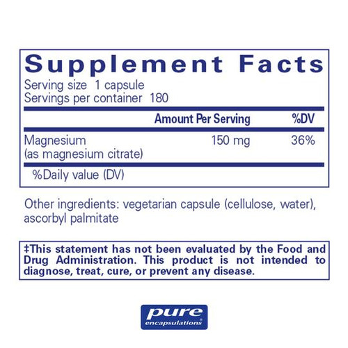 Magnesium (citrate) - Pure Encapsulations 180 caps SPECIAL ORDER Magnesium (citrate) - Pure Encapsulations 180 caps SPECIAL ORDER