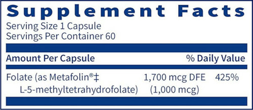 L-MethylFolate - Klaire Labs 1,000 mcg 60 caps L-MethylFolate - Klaire Labs 1,000 mcg 60 caps