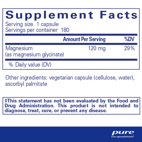 Magnesium (glycinate) - Pure Encapsulations 120 mg 90/180 capsules Magnesium (glycinate) - Pure Encapsulations 120 mg 90/180 capsules