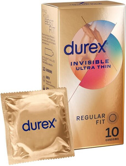 Durex Invisible Ultra Thin Condoms 10 Pack Regular Fit