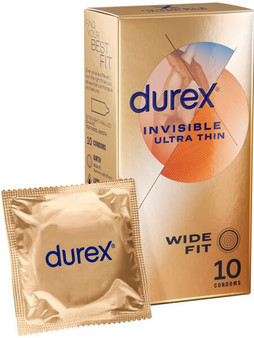 Durex Invisible Ultra Thin - Wide Fit Condoms 10's with loose pack