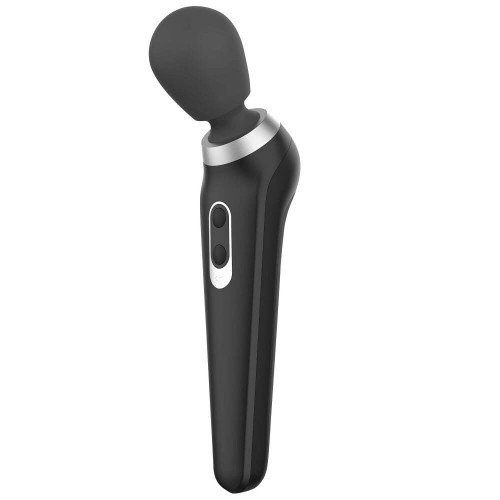 BMS Palmpower Extreme rechargeable wand vibrator in black, showing the curved silicone body and handle