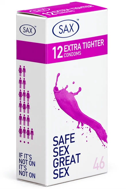 Sax Extra Tighter Fit Condoms 12pk Retail Pack