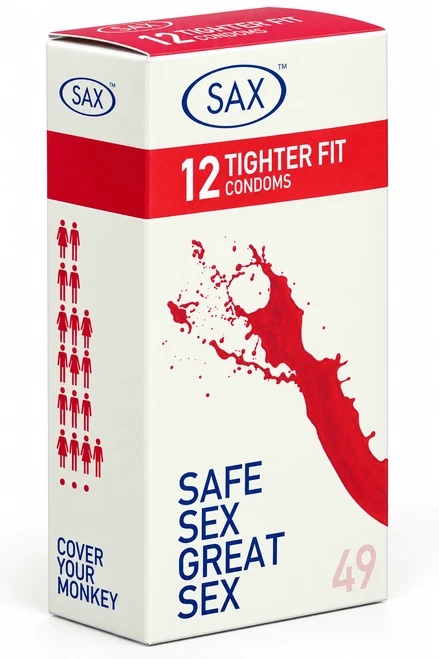 Sax Tighter Fit Condoms 12pk Retail Pack