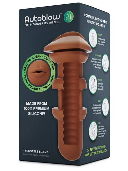 Autoblow A.I. Silicone Mouth Sleeve - Brown packaging