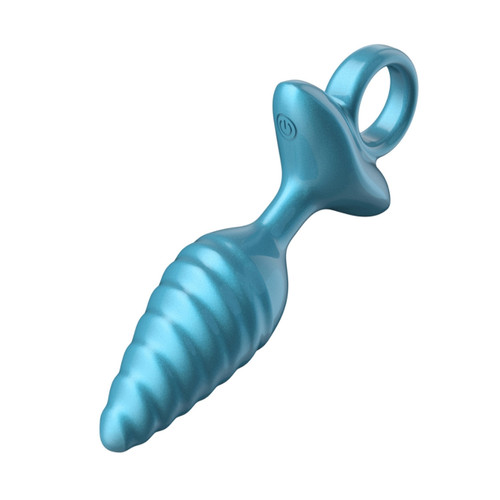 Tapered Swirl Ring Luv Plug Metallic Blue Vibrator