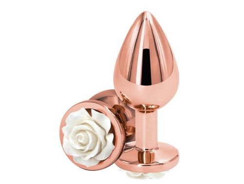 Rear Assets Rose Medium White Anal Toy Lightweight