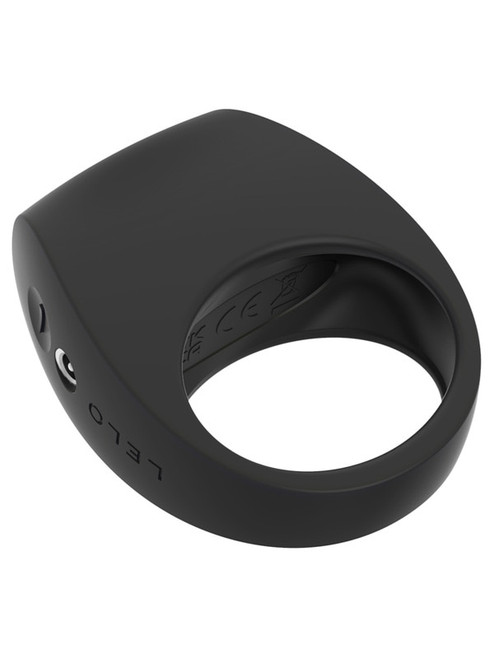LELO Tor 3 vibrating cock ring in black silicone, product view 1