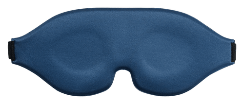 Sportsheets Signature Twilight Tease Blackout Blindfold in blue, front view of the foam mask with elastic strap