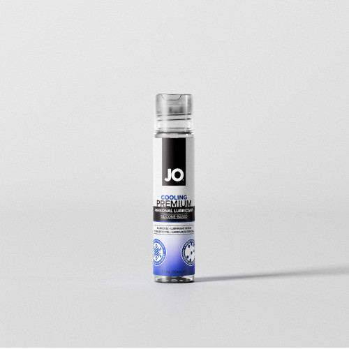 JO Premium Cooling silicone-based personal lubricant 30ml bottle, front of pack