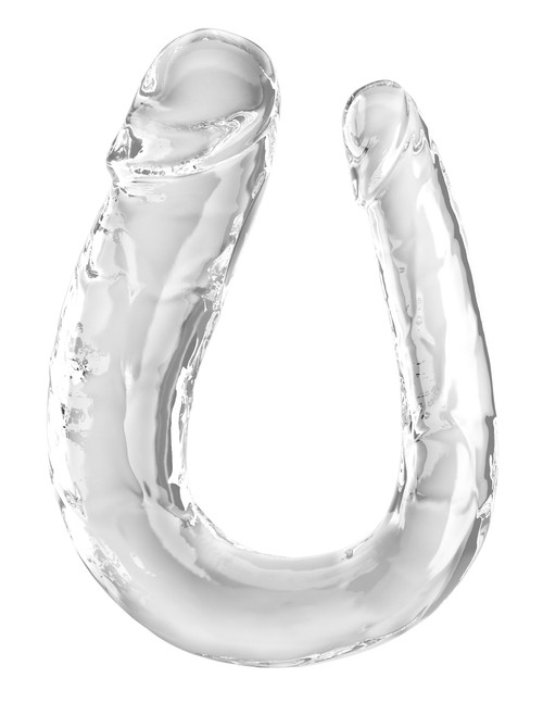 King Cock Clear Large Double Trouble clear TPE double dildo with thick and thinner veined ends