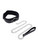 Sex & Mischief Shadow Collar and Leash: black faux leather collar with D-ring and silver chain leash with hand loop