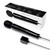 Le Wand Plug-In Vibrating Massager in black with its retail box, power cord and plug