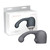 Le Wand Curve weighted silicone attachment in grey shown in front of its retail box