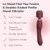 Le Wand Flat Top Fusion G double-ended petite wand vibrator in burgundy with feature list