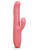 Le Wand Thrust coral rabbit vibrator standing upright showing shaft, clitoral arm and buttons