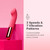 Le Wand Mini Vibe G-Love vibrator on a pink display block with 3 speeds and 7 patterns text