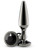 NS Novelties Rear Assets Tapered Medium Gunmetal aluminium butt plug shown upright and from the black gem base
