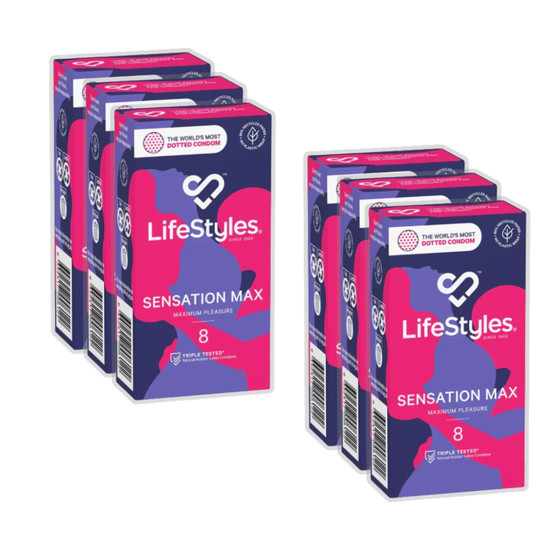 Lifestyles Sensation Max Studded Condoms (48) Six Pack