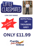 Little Classmates Boys Pull Up Trouser - GREY TWIN PACK