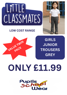 Little Classmates Girls Trousers - GREY TWIN PACK