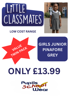 Little Classmates Pinafore - GREY TWIN PACK