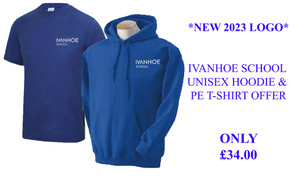 Ivanhoe School *New Logo* Unisex Hoodie & PE T-Shirt OFFER £34.00