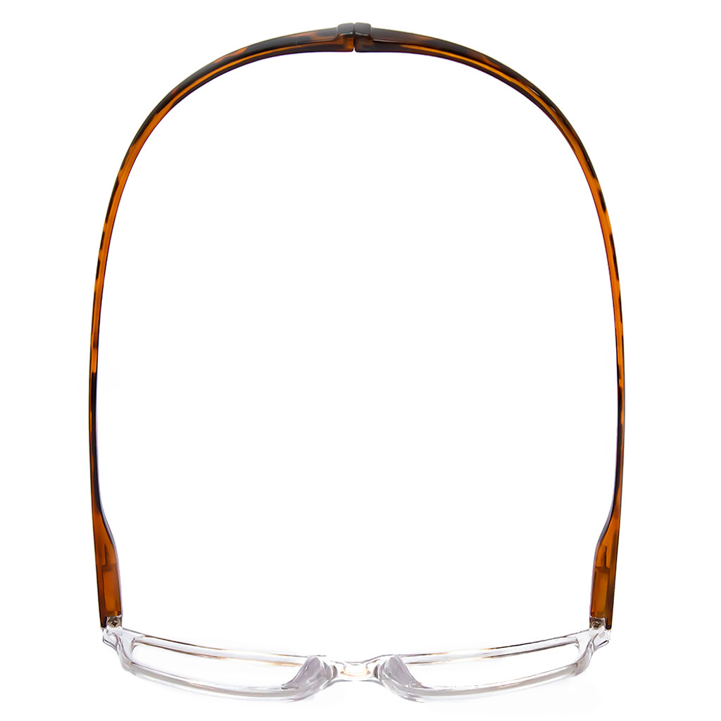 Top View of Magz Gramercy Magnetic Neck Hanging Reading Glasses w/ Snap It Design in Crystal Transparent Tortoise Havana Brown Gold