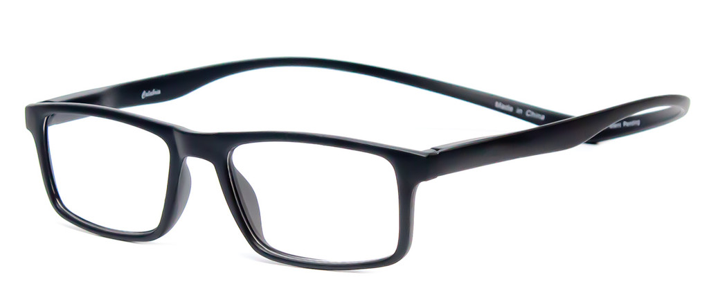 Profile View of Magz Gramercy Magnetic Neck Hanging Reading Glasses w/ Snap It Design in Matte Black