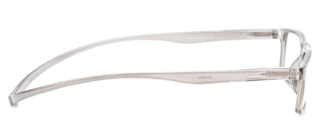Side View of Magz Gramercy Magnetic Neck Hanging Reading Glasses w/ Snap It Design in Crystal Transparent Smoke Gray