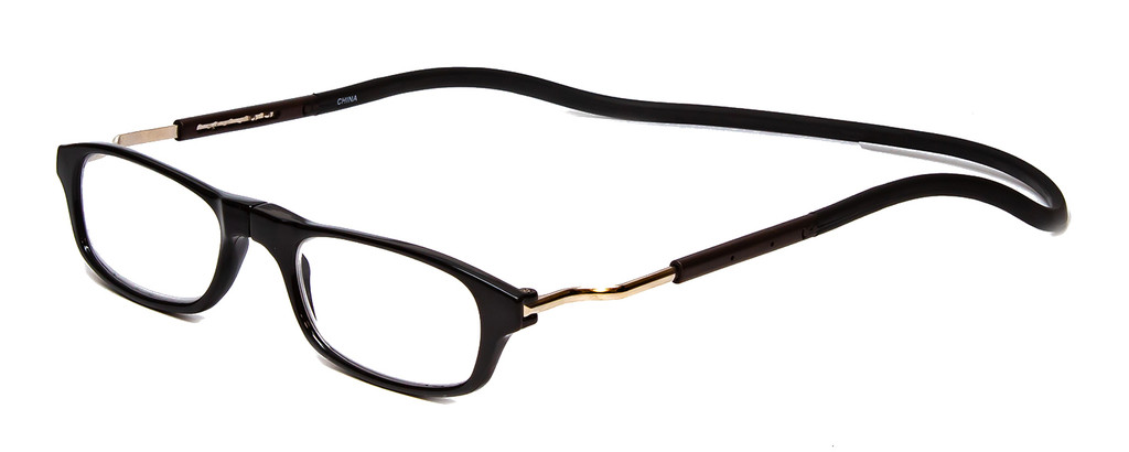 Profile View of Snap Magnetic SP01-C1 Designer Reading Eye Glasses with Custom Cut Powered Lenses in Gloss Black Silver Unisex Oval Full Rim Plastic 52 mm