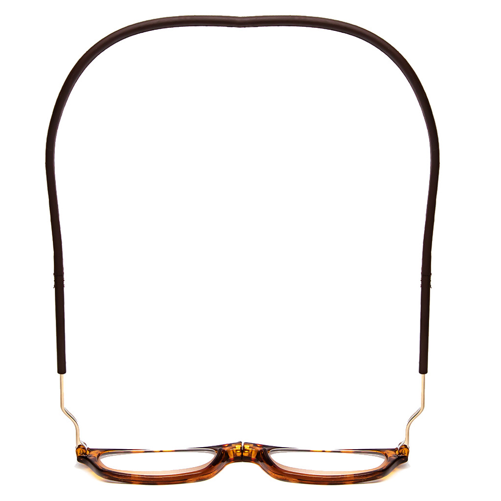 Top View of Snap Magnetic SP01-C2 Designer Single Vision Prescription Rx Eyeglasses in Dark Brown Tortoise Havana Red Unisex Oval Full Rim Plastic 52 mm
