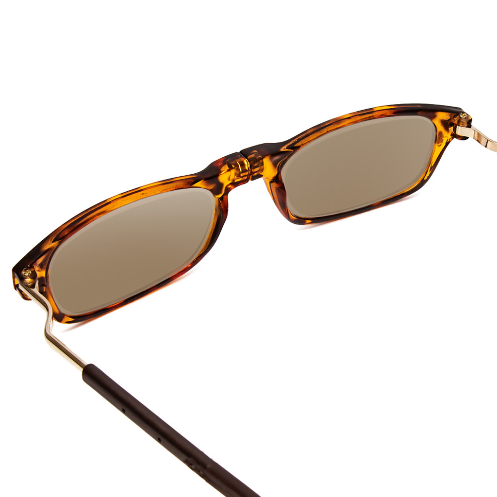 Close View of Snap Magnetic SP01-C2 Designer Polarized Sunglasses with Custom Cut Amber Brown Lenses in Dark Brown Tortoise Havana Red Unisex Oval Full Rim Plastic 52 mm