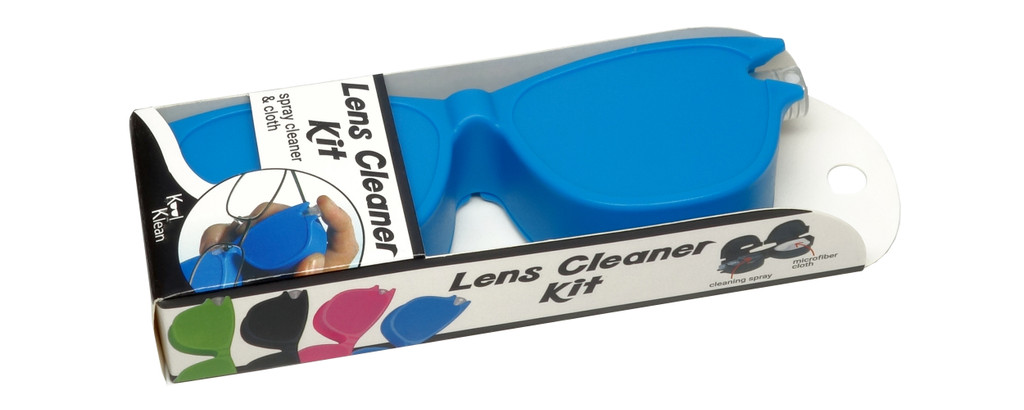 Calabria Kool Klean Eyeglasses Lens Cleaner Kit Blue 15 ml Cleaning Spray, White Micro-Fiber Cleaning Cloth Eyewear Cleaning