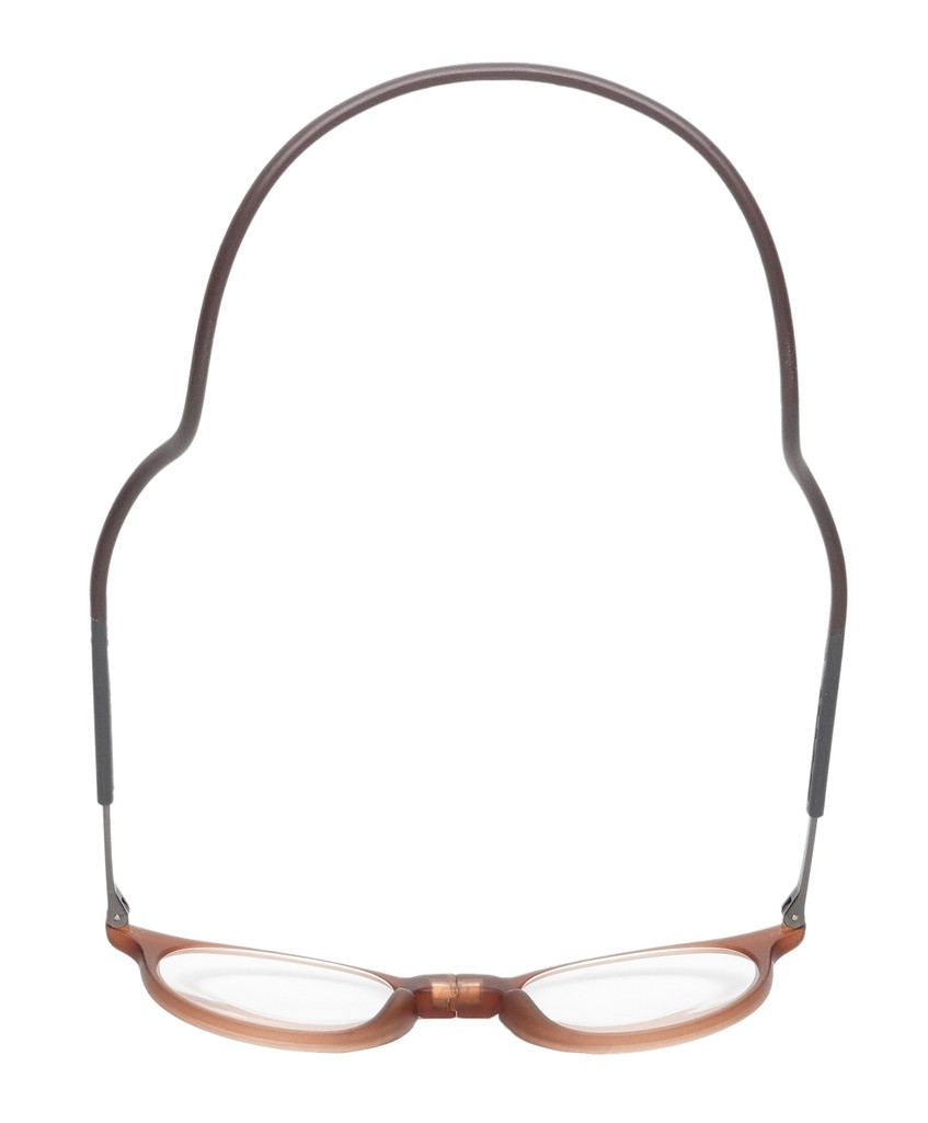 Top View of Calabria SP04 Snap Magnetic PROGRESSIVE LENS Blue Light Filter Reading Glasses Crystal Brown Adjustable Temples Eyeglass Around the Neck Hanging Readers