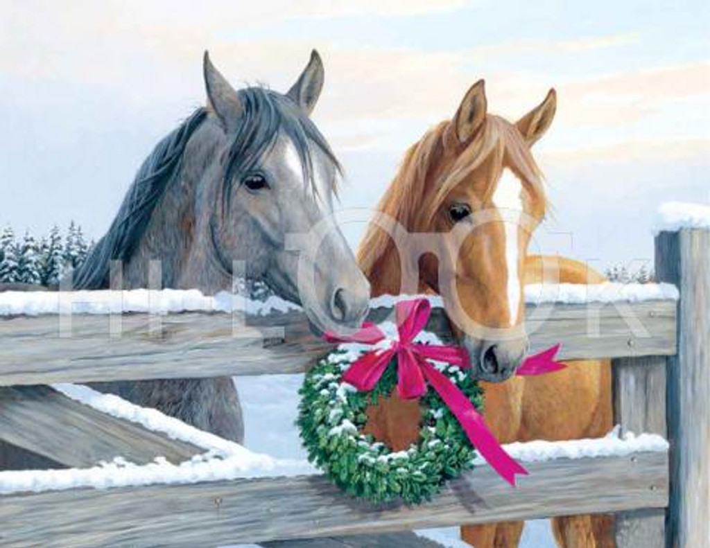 Holiday Christmas Theme Cleaning Cloth, Horses